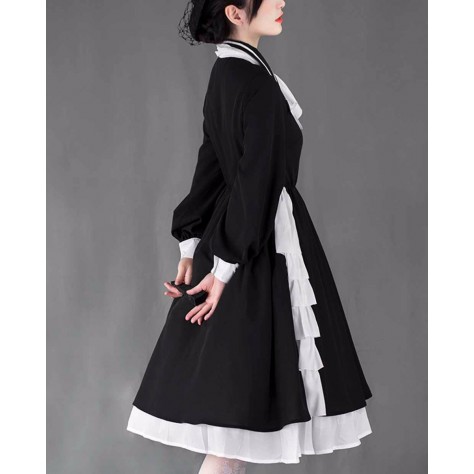 L97 polyester Tiered Pleated Lolita Big Swing Dress Regular Size XS S M L XL & Plus size 1x-10x (SZ16-52)