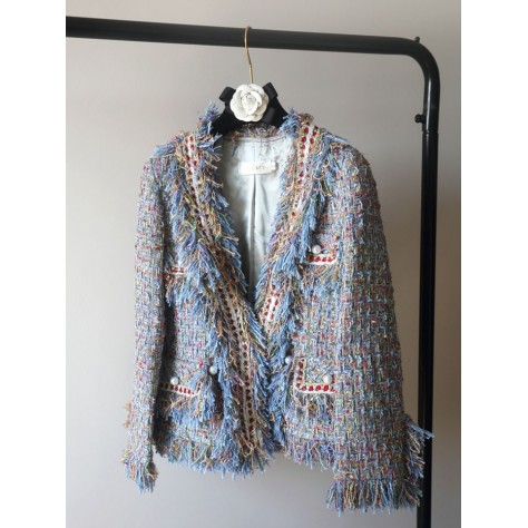  TY116 Custom Made to order tweed tassels blazer Jacket coa Regular Size XS S M L XL & Plus size  (SZ16-52)1X 2X 3X 4X 5X 6X 7X 8X 9X 10X