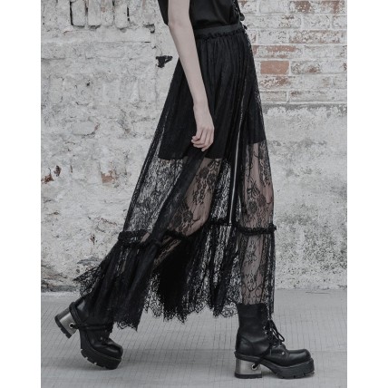  TY127 Custom Made to order Lace PUNK Gothic Maxi Skirt  Lace Layered  Regular Size XS S M L XL & Plus size  (SZ16-52)1X 2X 3X 4X 5X 6X 7X 8X 9X 10X