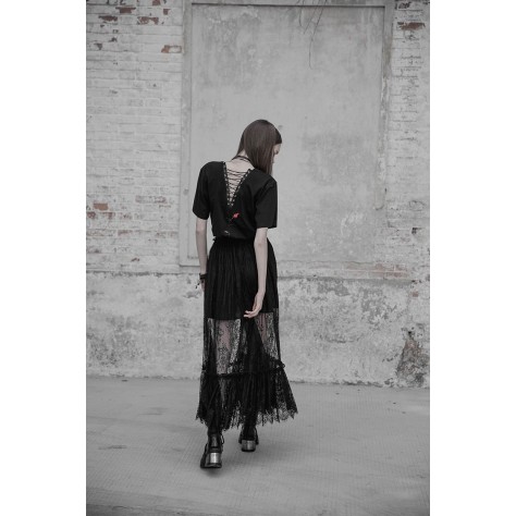  TY127 Custom Made to order Lace PUNK Gothic Maxi Skirt  Lace Layered  Regular Size XS S M L XL & Plus size  (SZ16-52)1X 2X 3X 4X 5X 6X 7X 8X 9X 10X