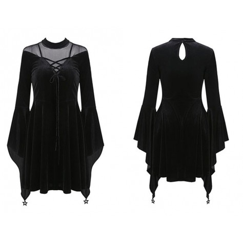  TY129 Custom Made to order Velvet   Vampire Witch Occult mini dress Regular Size XS S M L XL & Plus size  (SZ16-52)1X 2X 3X 4X 5X 6X 7X 8X 9X 10X