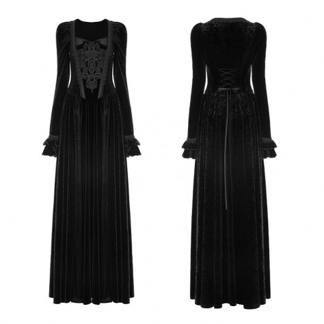  TY130 Custom Made to order Velvet  Gothic Punk maxi velvet Dress Regular Size XS S M L XL & Plus size  (SZ16-52)1X 2X 3X 4X 5X 6X 7X 8X 9X 10X