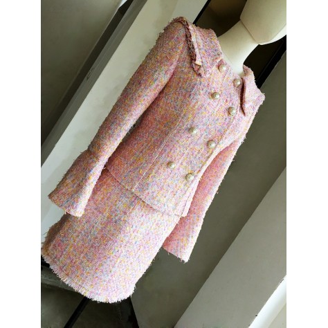 Y1072 Custom Made to order Tweed 2PC Double Breasted Slim jacket Skirt Suit Regular Size XS S M L XL & Plus size 1x-10x (SZ16-52)